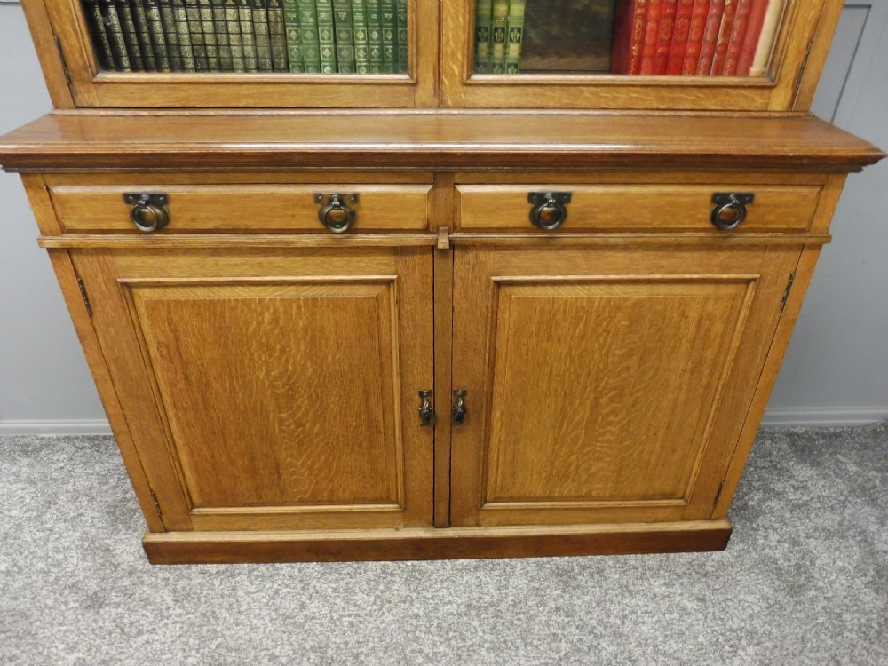 OAK ARTS AND CRAFTS SOLICITORS  BOOKCASE CIRCA 1900 View IV