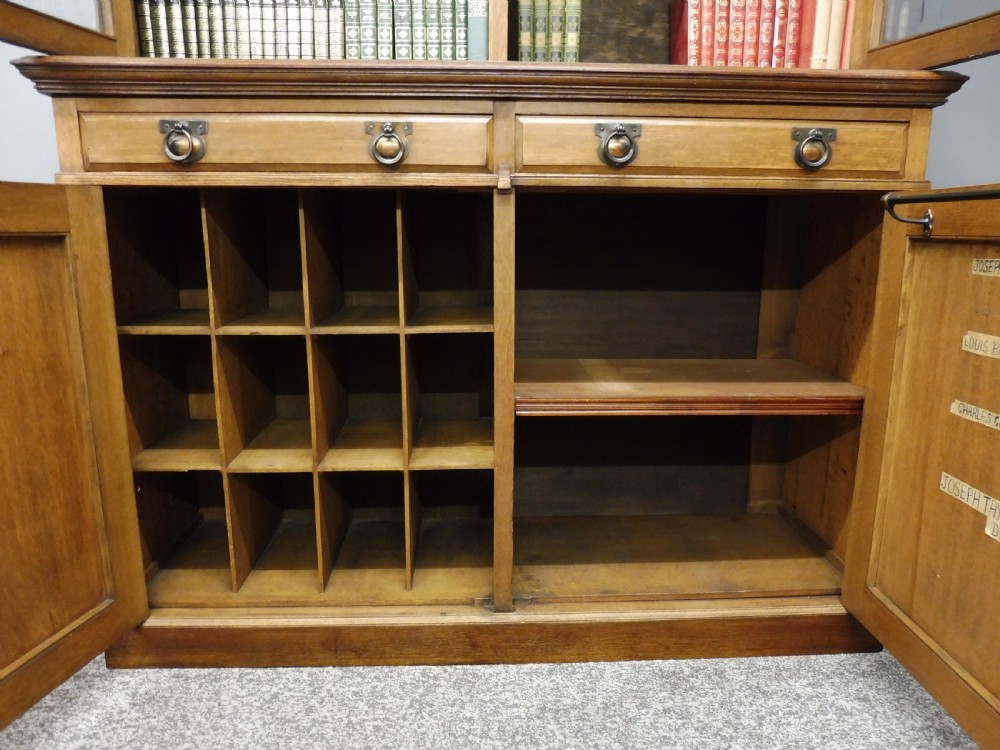 OAK ARTS AND CRAFTS SOLICITORS  BOOKCASE CIRCA 1900 View VIII