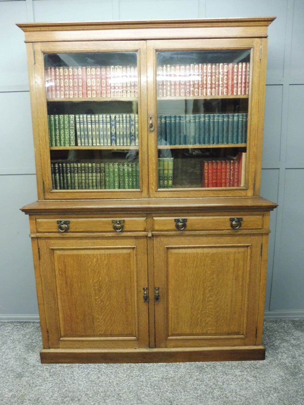 OAK ARTS AND CRAFTS SOLICITORS  BOOKCASE CIRCA 1900 View XII