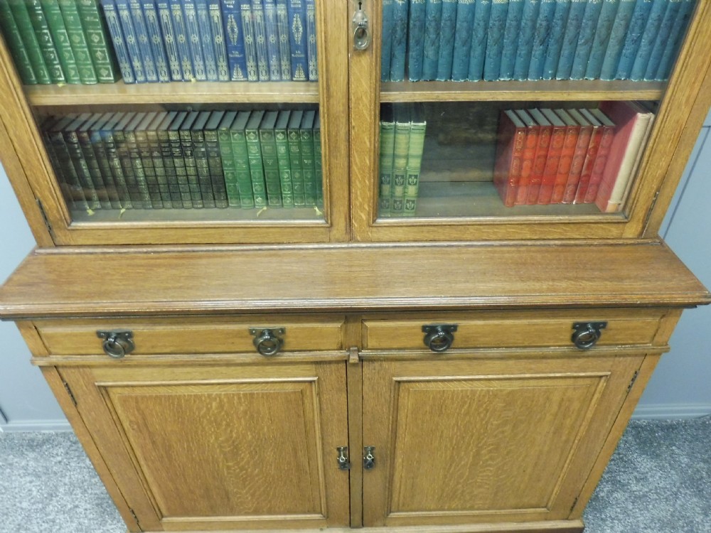 OAK ARTS AND CRAFTS SOLICITORS  BOOKCASE CIRCA 1900 View XIV