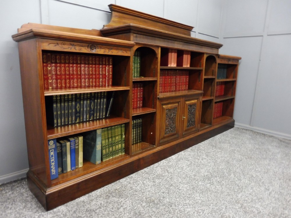 IMPRESSIVE VICTORIAN PERIOD WALNUT OPEN BOOKCASE View II