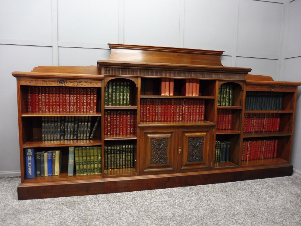 IMPRESSIVE VICTORIAN PERIOD WALNUT OPEN BOOKCASE View III
