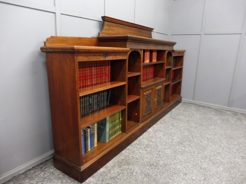 IMPRESSIVE VICTORIAN PERIOD WALNUT OPEN BOOKCASE View IV