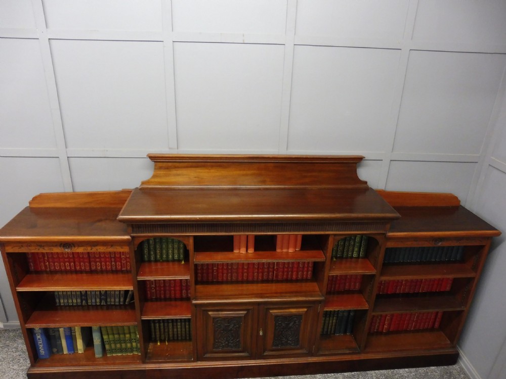 IMPRESSIVE VICTORIAN PERIOD WALNUT OPEN BOOKCASE View V