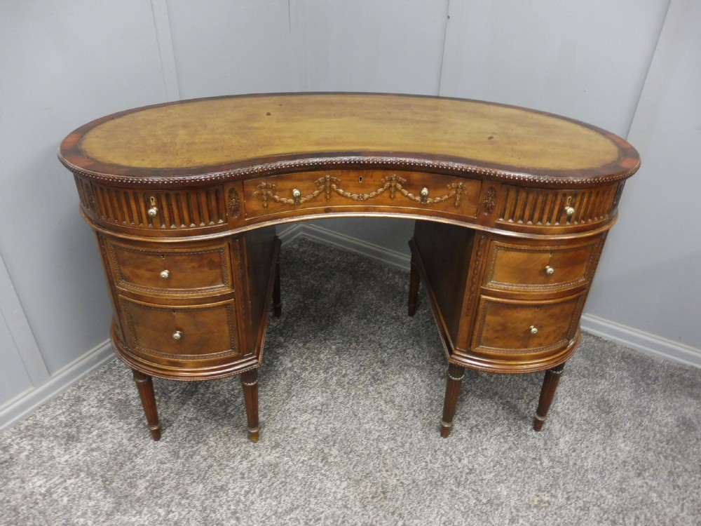 EDWARDIAN MAHOGANY KIDNEY SHAPED DESK
