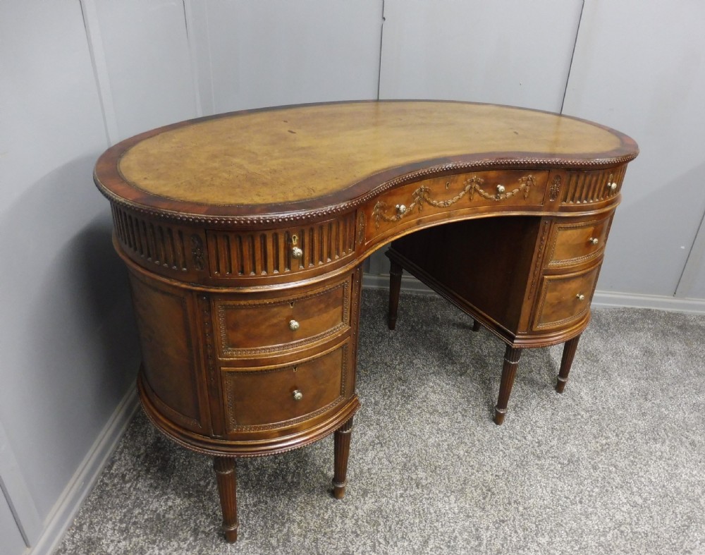 EDWARDIAN MAHOGANY KIDNEY SHAPED DESK View II