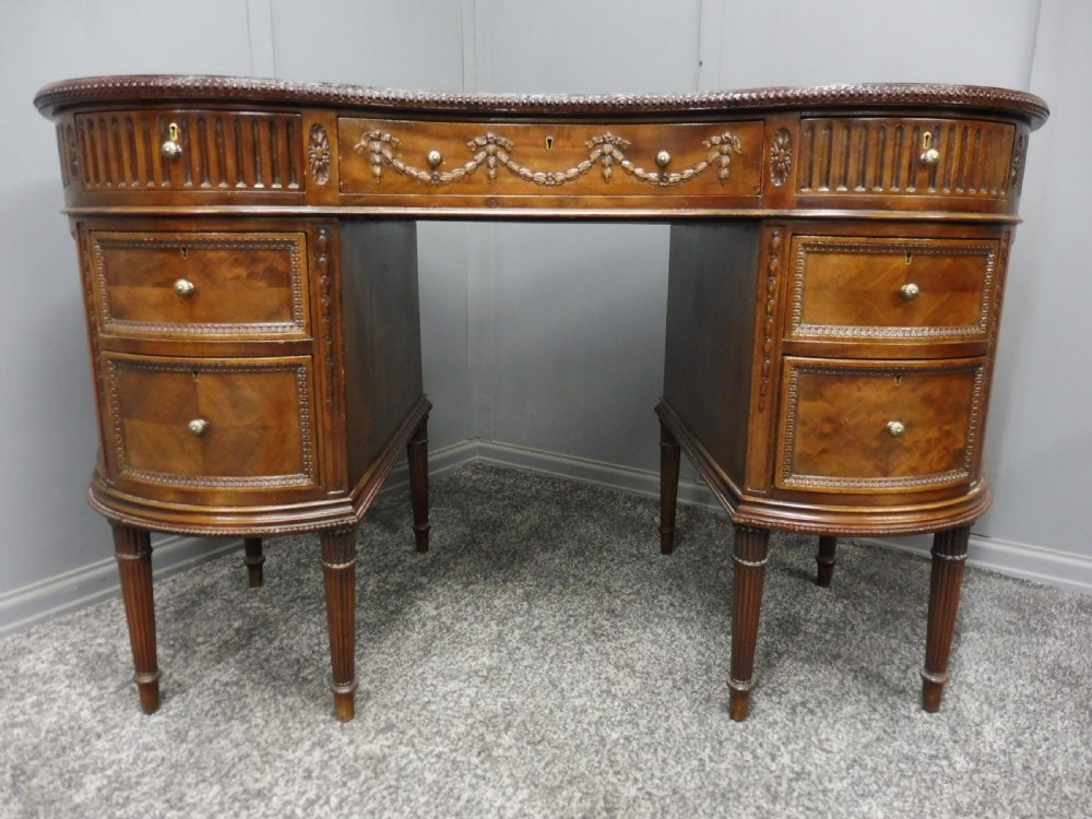 EDWARDIAN MAHOGANY KIDNEY SHAPED DESK View III