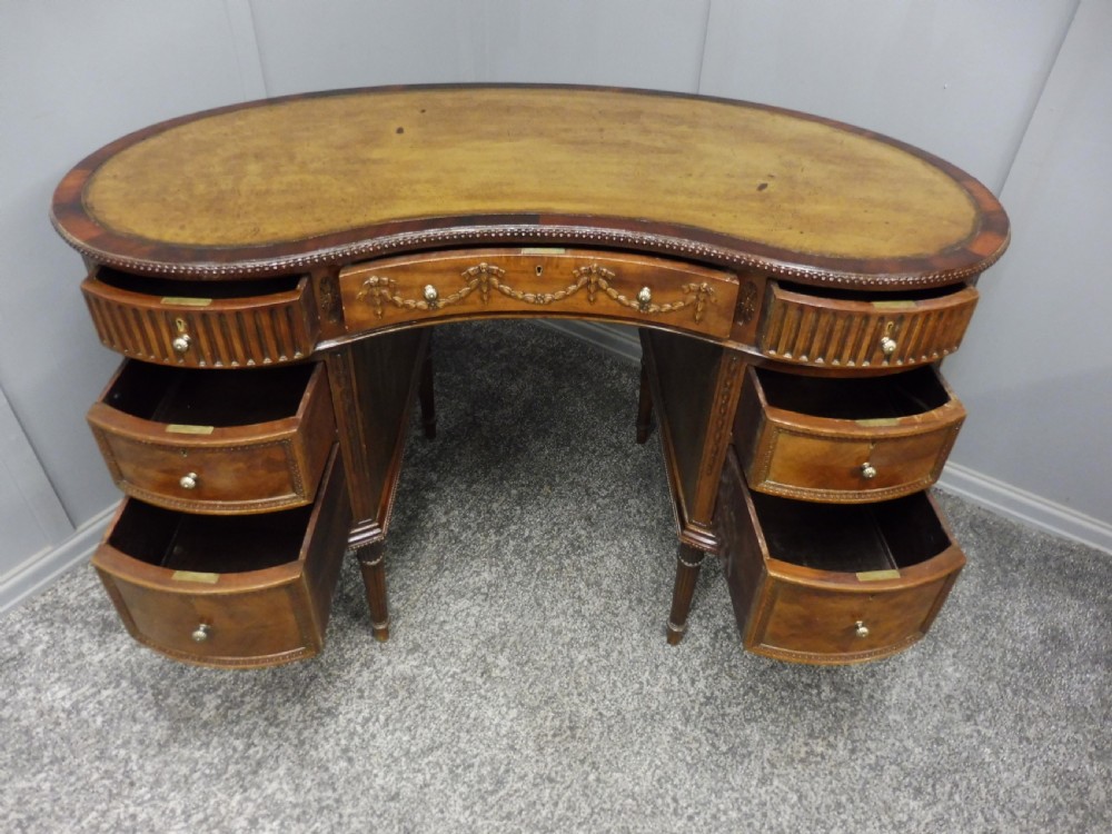 EDWARDIAN MAHOGANY KIDNEY SHAPED DESK View VI