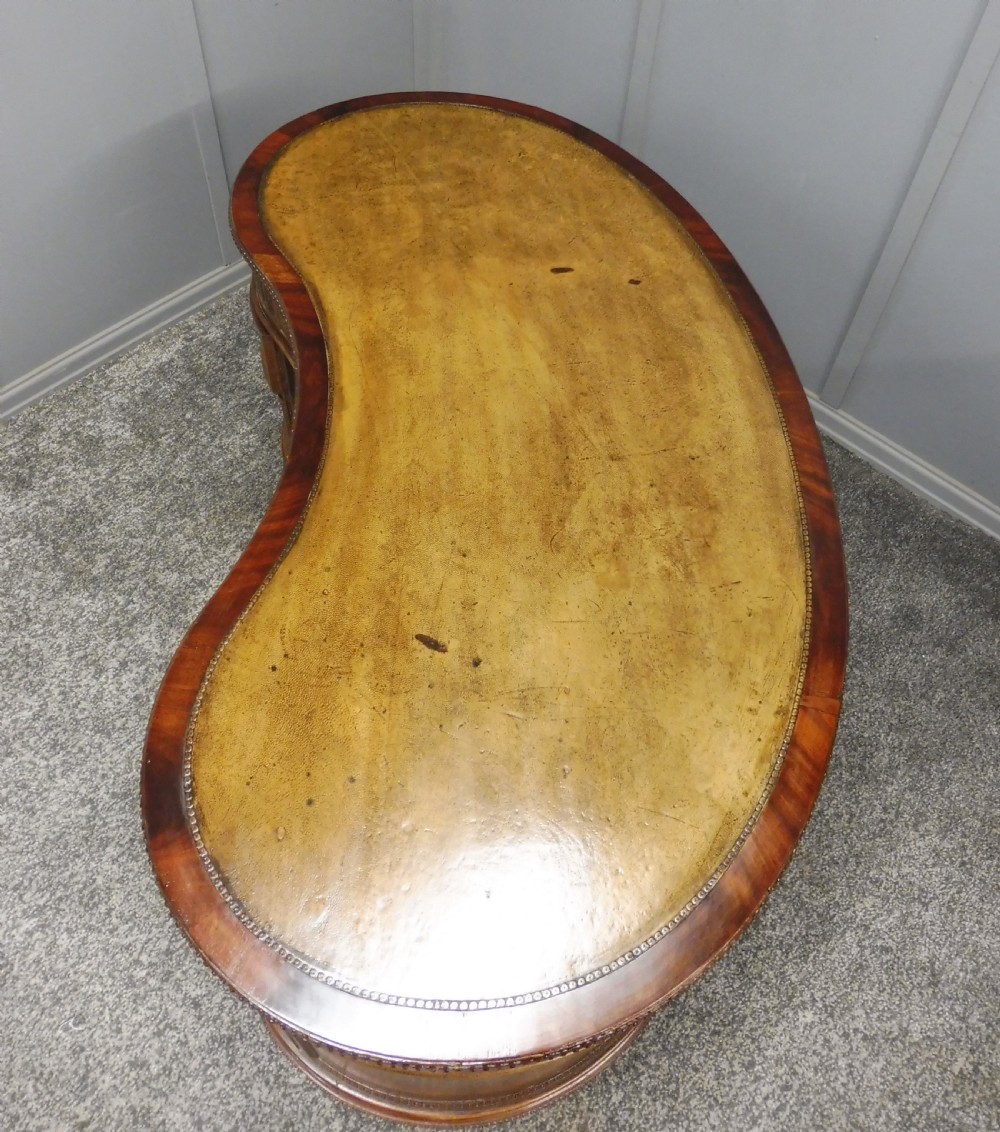 EDWARDIAN MAHOGANY KIDNEY SHAPED DESK View X