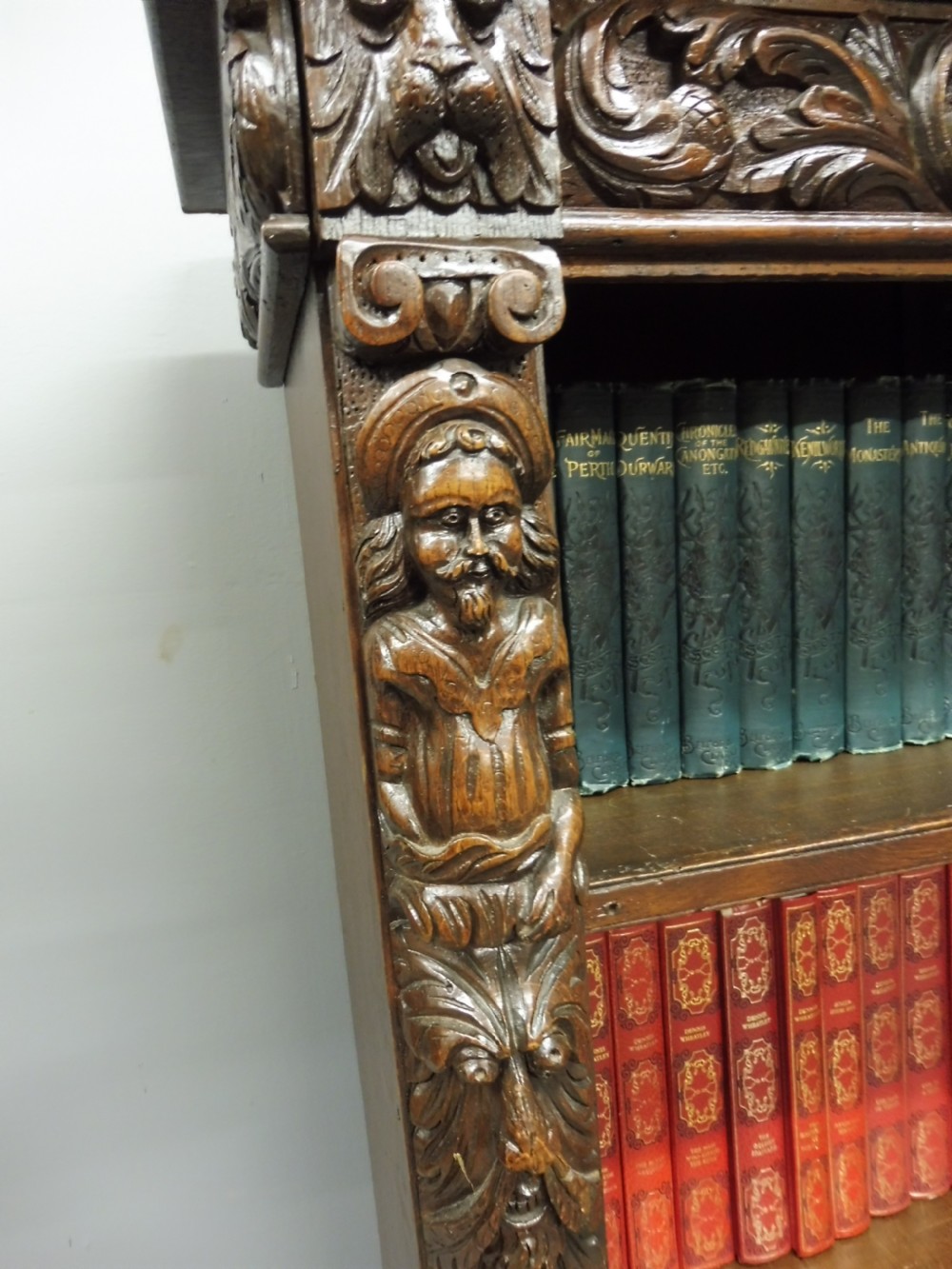 VICTORIAN PERIOD CARVED OAK BOOKCASE View VI