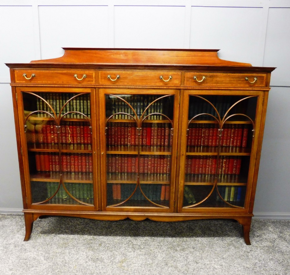 EDWARDIAN MAHOGANY INLAID BOOKCASE View XIII