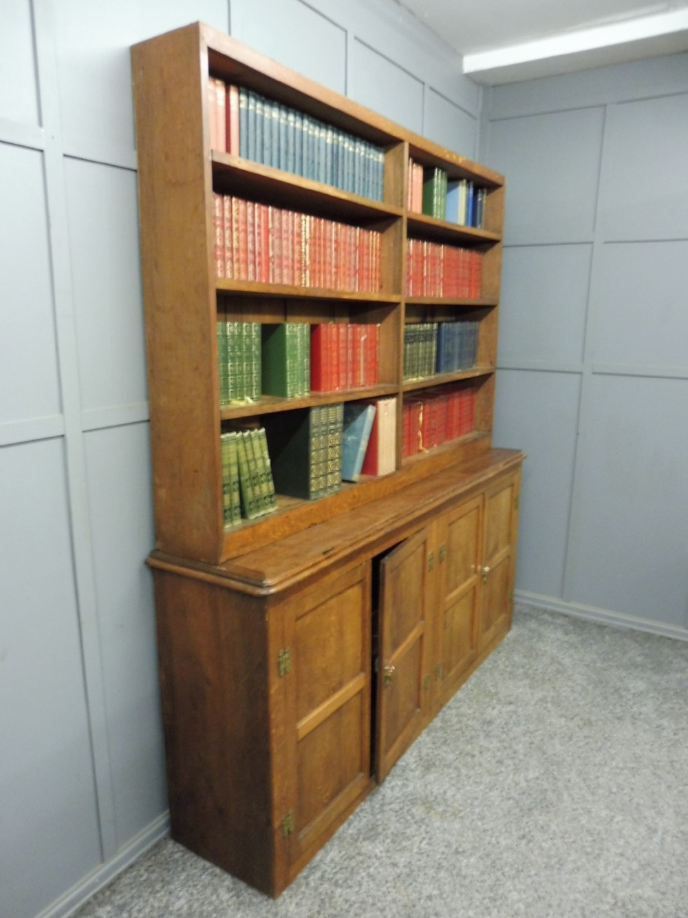 ANTIQUE OAK SCHOOL BOOKCASE CIRCA 1900 View V