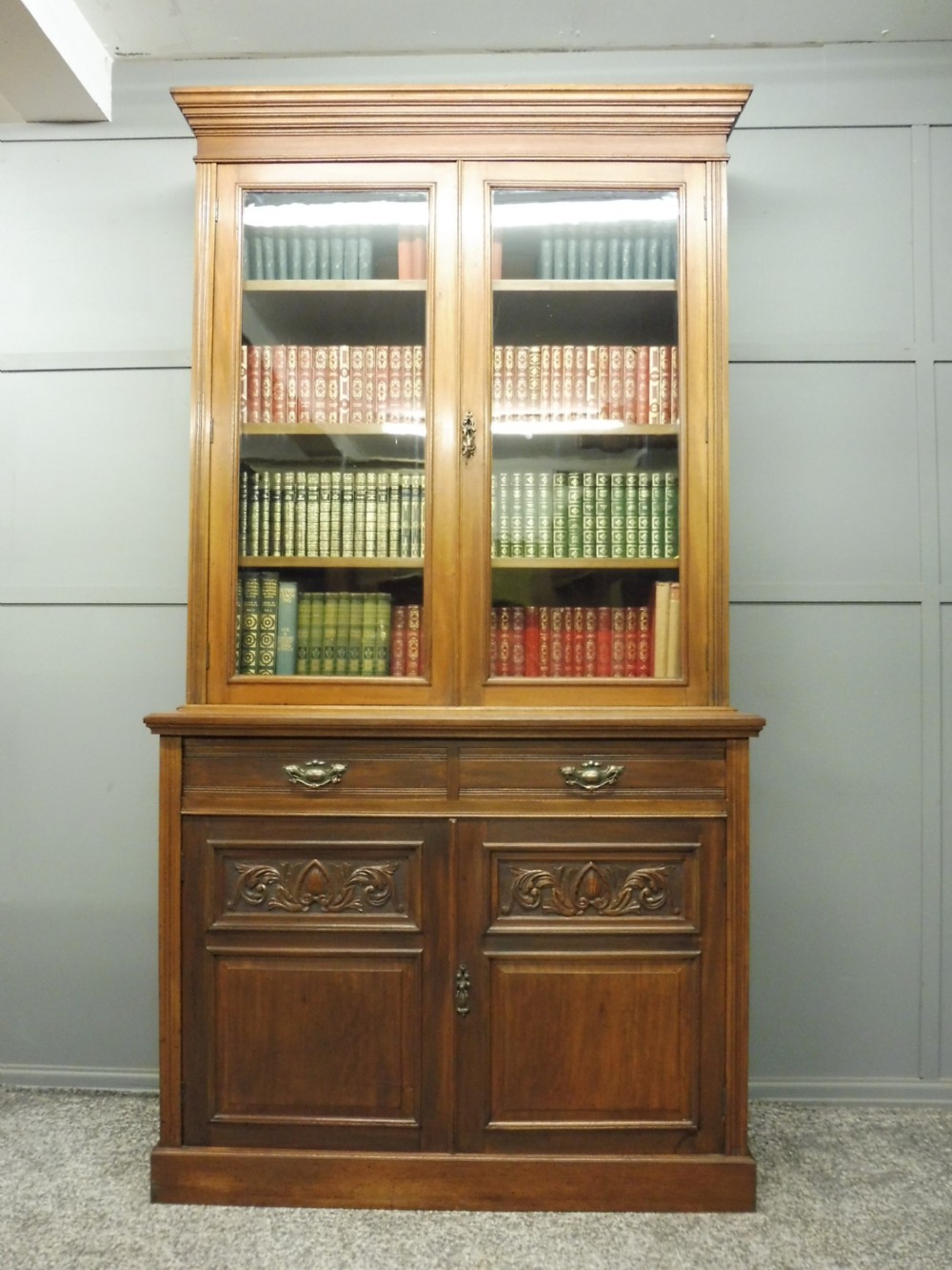 VICTORIAN WALNUT BOOKCASE BY MAPLE AND CO View II