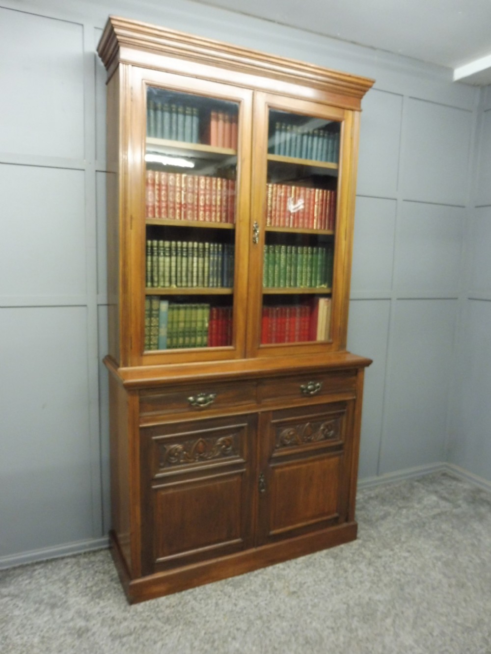 VICTORIAN WALNUT BOOKCASE BY MAPLE AND CO View III