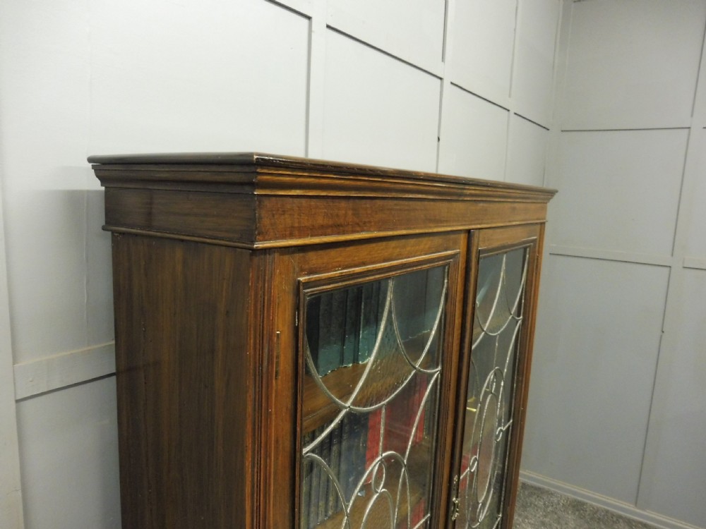 OAK BOOKCASE WITH ART DECO GLASS DOORS CIRCA 1920 View VI