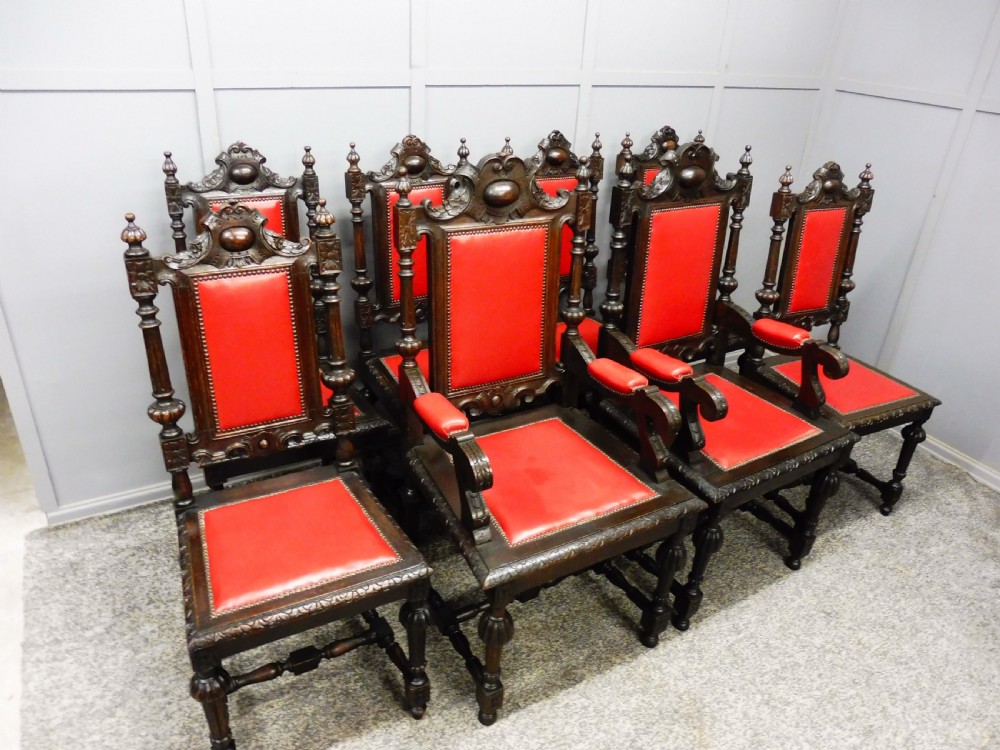 SET OF 8 VICTORIAN OAK DINING CHAIRS View III