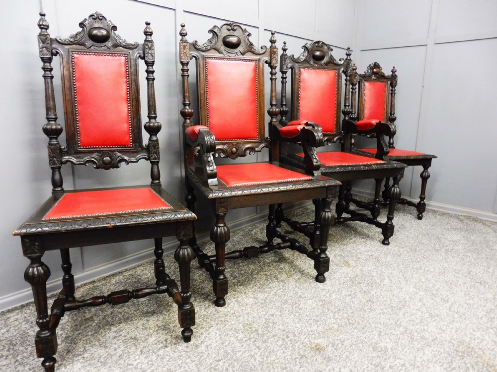 SET OF 8 VICTORIAN OAK DINING CHAIRS View V