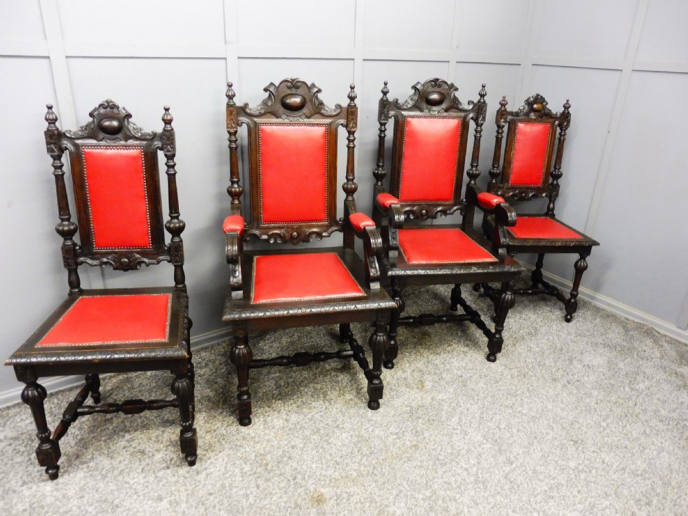 SET OF 8 VICTORIAN OAK DINING CHAIRS View VI