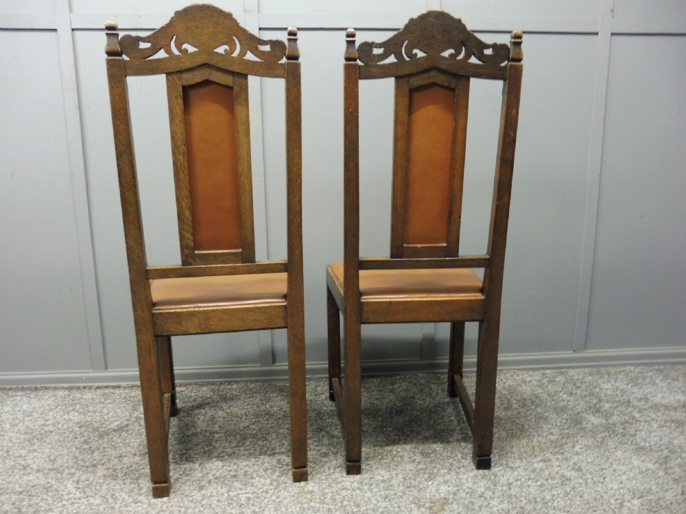 SET OF 8 OAK ARTS AND CRAFTS DINING CHAIRS View VI