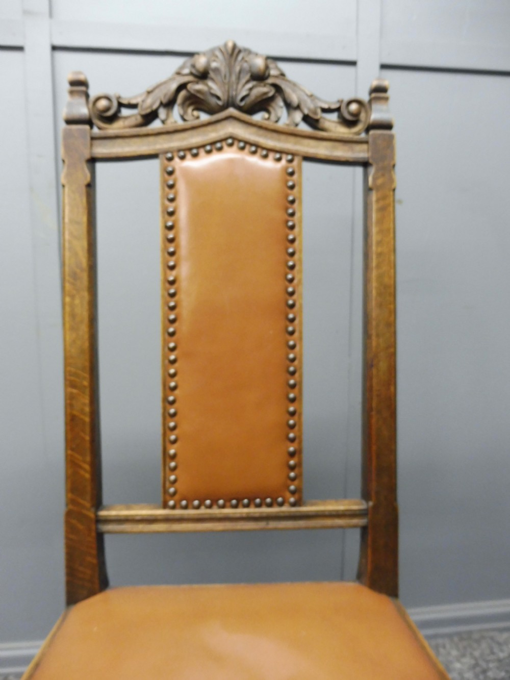 SET OF 8 OAK ARTS AND CRAFTS DINING CHAIRS View X