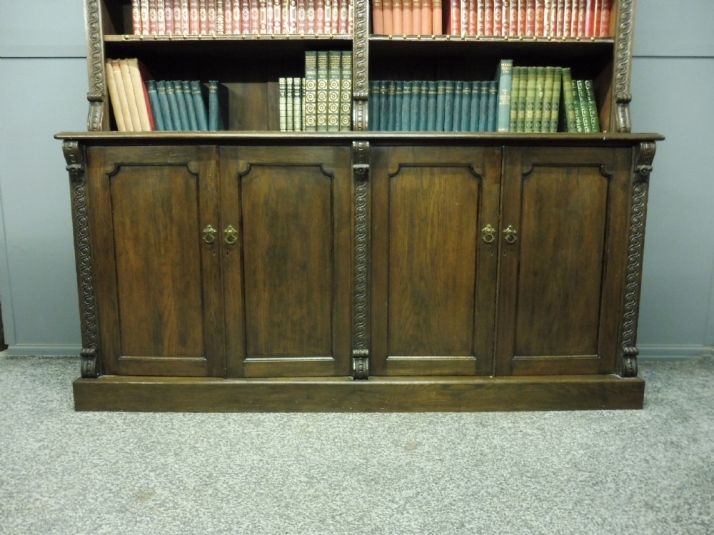 LARGE VICTORIAN OAK COUNTRY HOUSE BOOKCASE View V