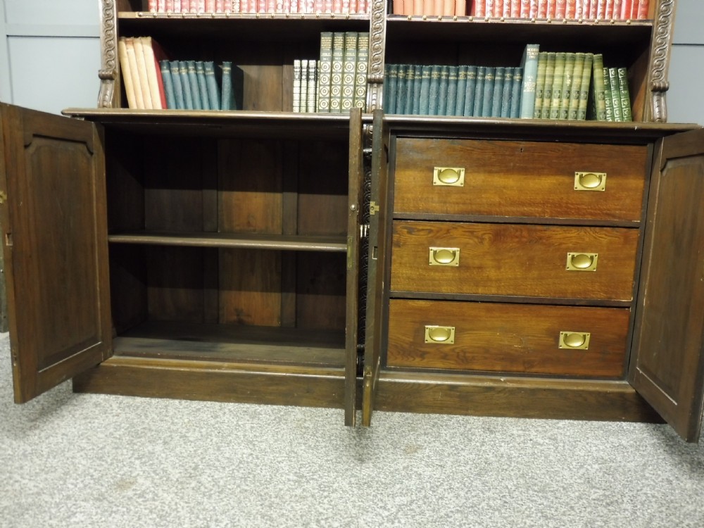 LARGE VICTORIAN OAK COUNTRY HOUSE BOOKCASE View VI