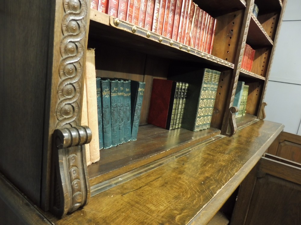 LARGE VICTORIAN OAK COUNTRY HOUSE BOOKCASE View IX