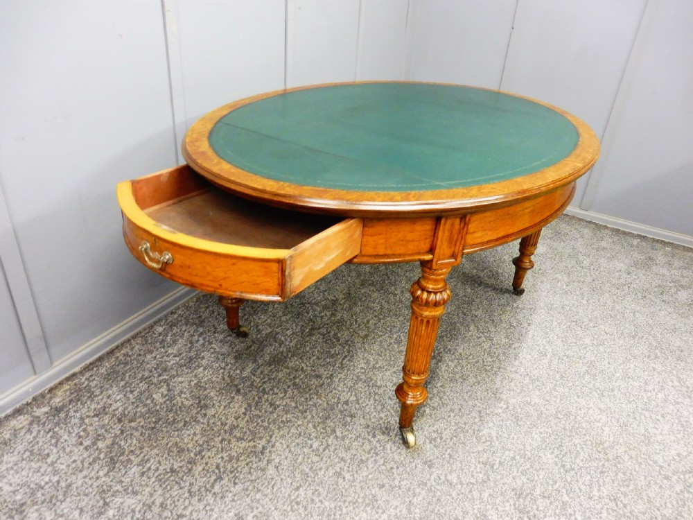 MID 19TH CENTURY OVAL OAK LIBRARY WRITING TABLE View IX