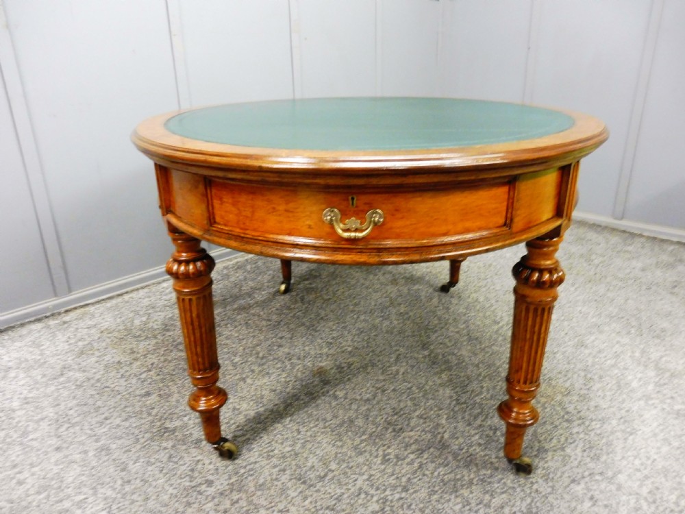 MID 19TH CENTURY OVAL OAK LIBRARY WRITING TABLE View XIV