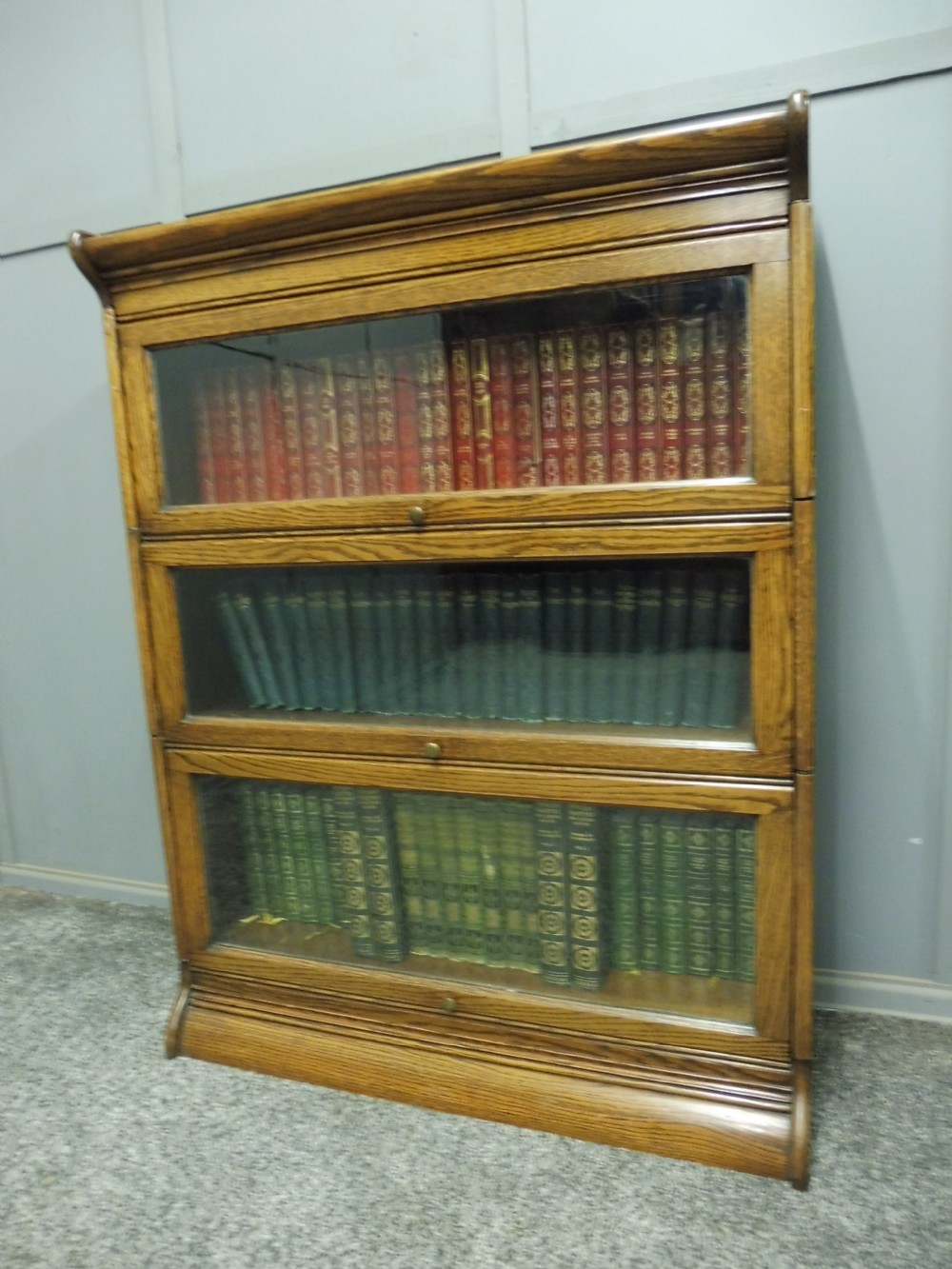 3 HIGH GOLDEN OAK LAWYERS BOOKCASE