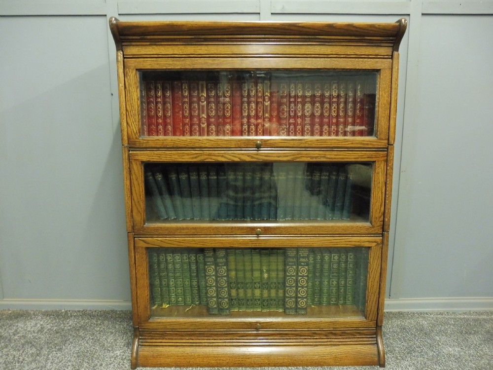 3 HIGH GOLDEN OAK LAWYERS BOOKCASE View III