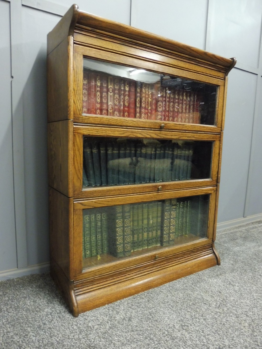 3 HIGH GOLDEN OAK LAWYERS BOOKCASE View IV