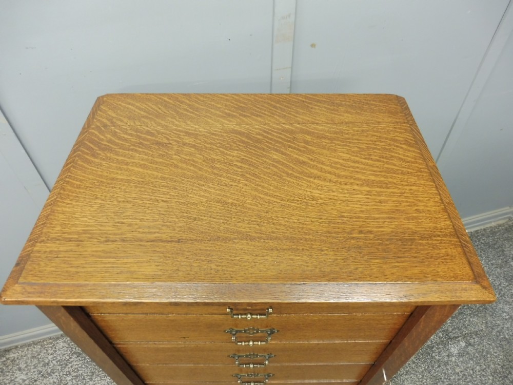 EDWARDIAN OAK WELLINGTON COLLECTORS CHEST View IV