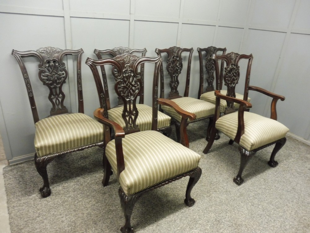 SIX VICTORIAN MAHOGANY BALL AND CLAW DINING CHAIRS