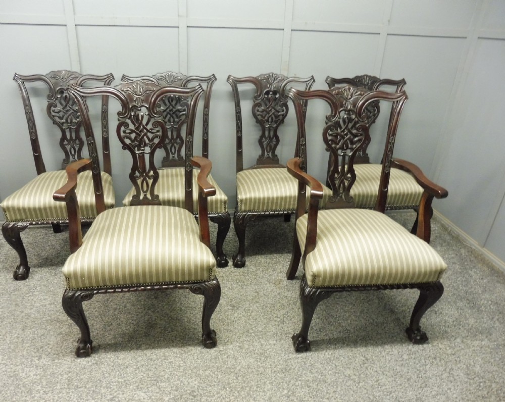 SIX VICTORIAN MAHOGANY BALL AND CLAW DINING CHAIRS View II