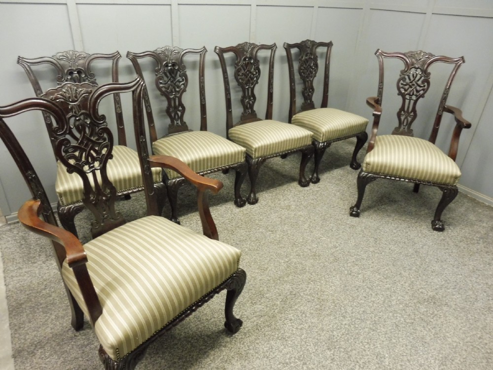 SIX VICTORIAN MAHOGANY BALL AND CLAW DINING CHAIRS View III