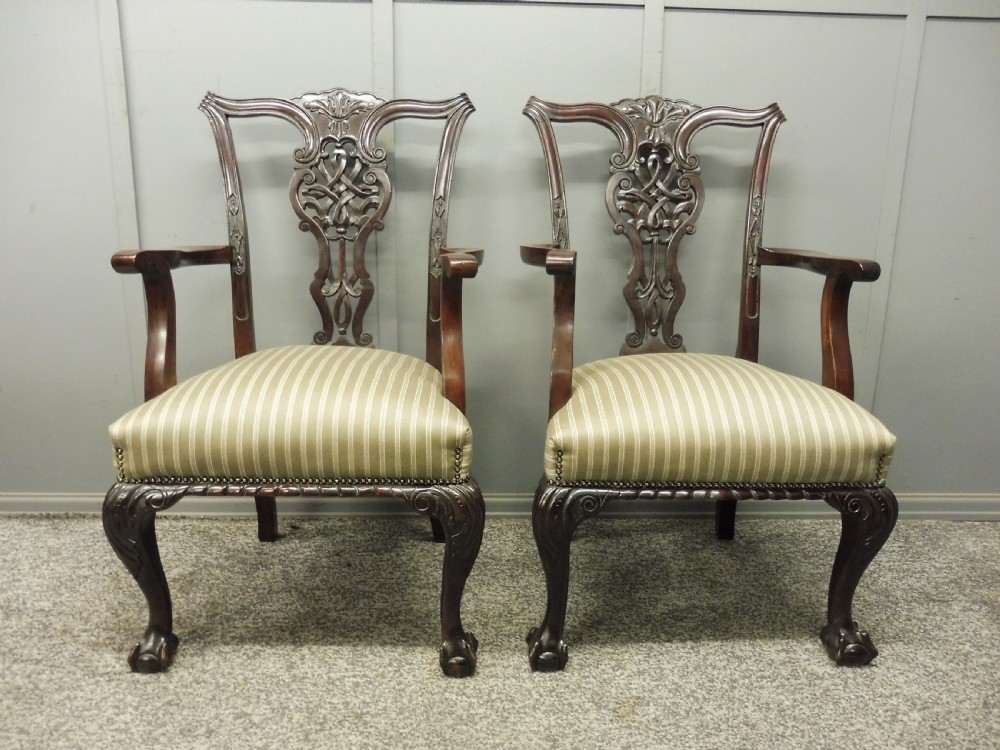 SIX VICTORIAN MAHOGANY BALL AND CLAW DINING CHAIRS View X