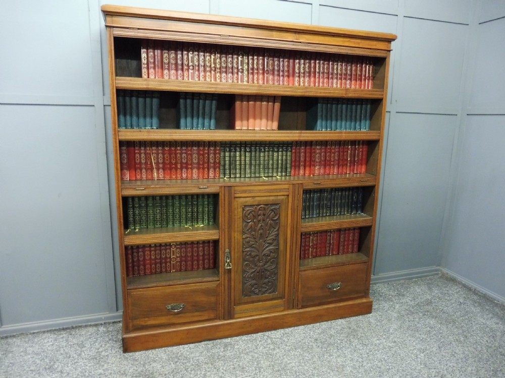 LARGE VICTORIAN WALNUT BOOKCASE
