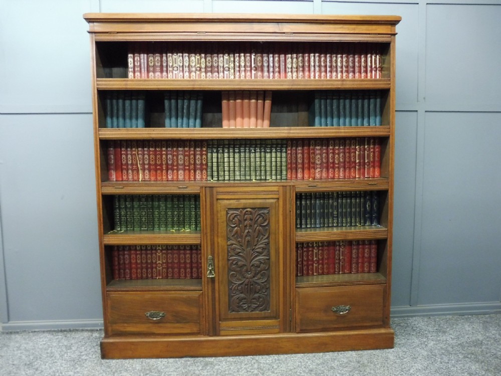 LARGE VICTORIAN WALNUT BOOKCASE View II