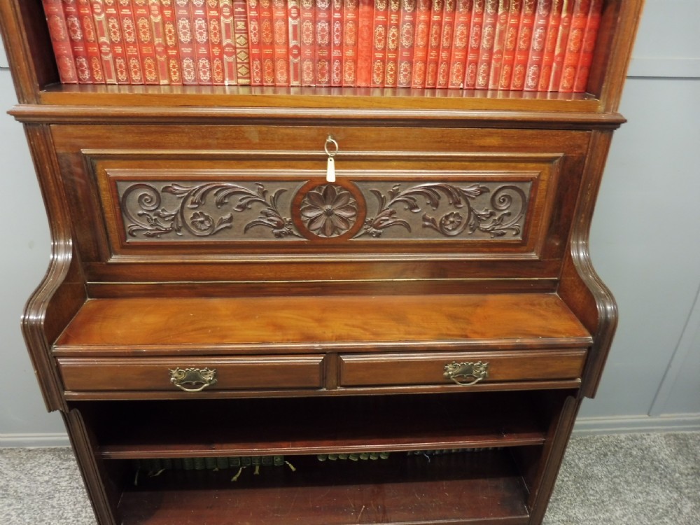 TALL VICTORIAN SECRETAIRE  OPEN BOOKCASE View IV