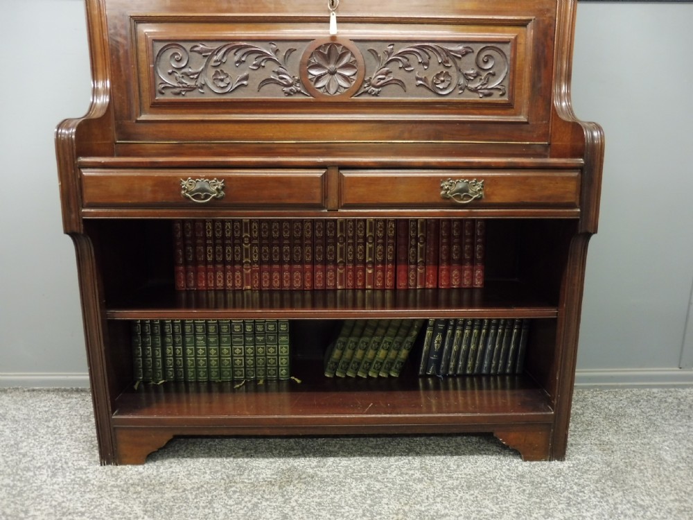 TALL VICTORIAN SECRETAIRE  OPEN BOOKCASE View V