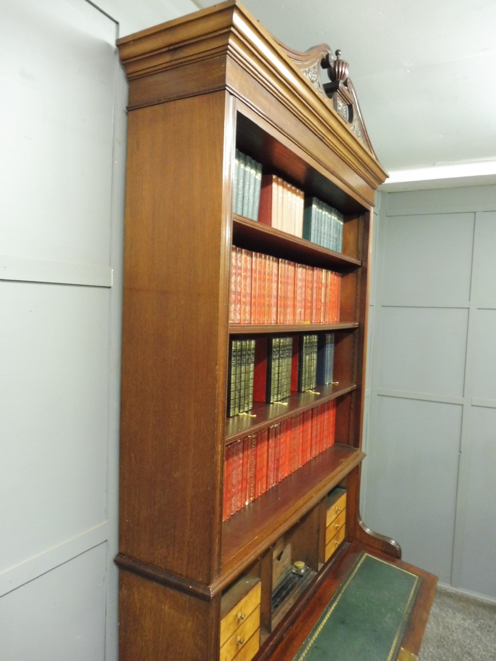 TALL VICTORIAN SECRETAIRE  OPEN BOOKCASE View VIII