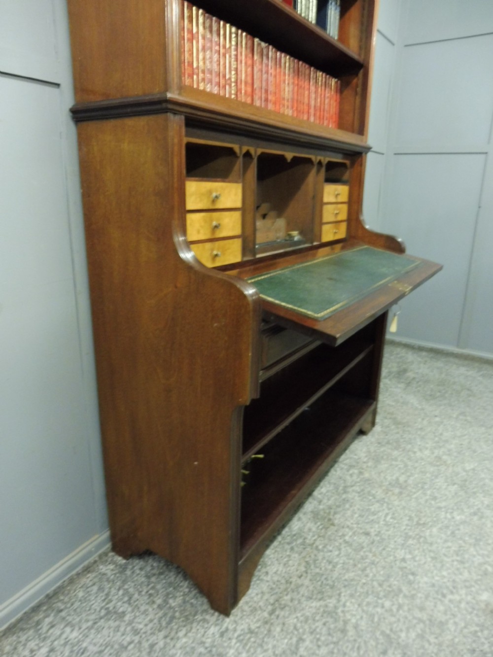 TALL VICTORIAN SECRETAIRE  OPEN BOOKCASE View IX