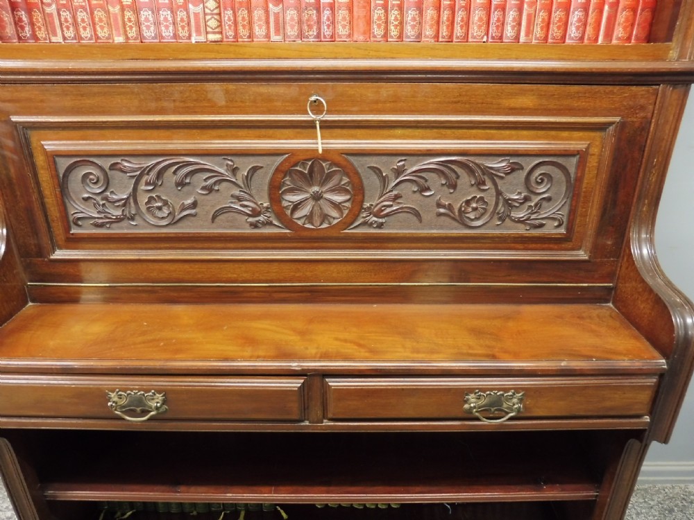TALL VICTORIAN SECRETAIRE  OPEN BOOKCASE View X