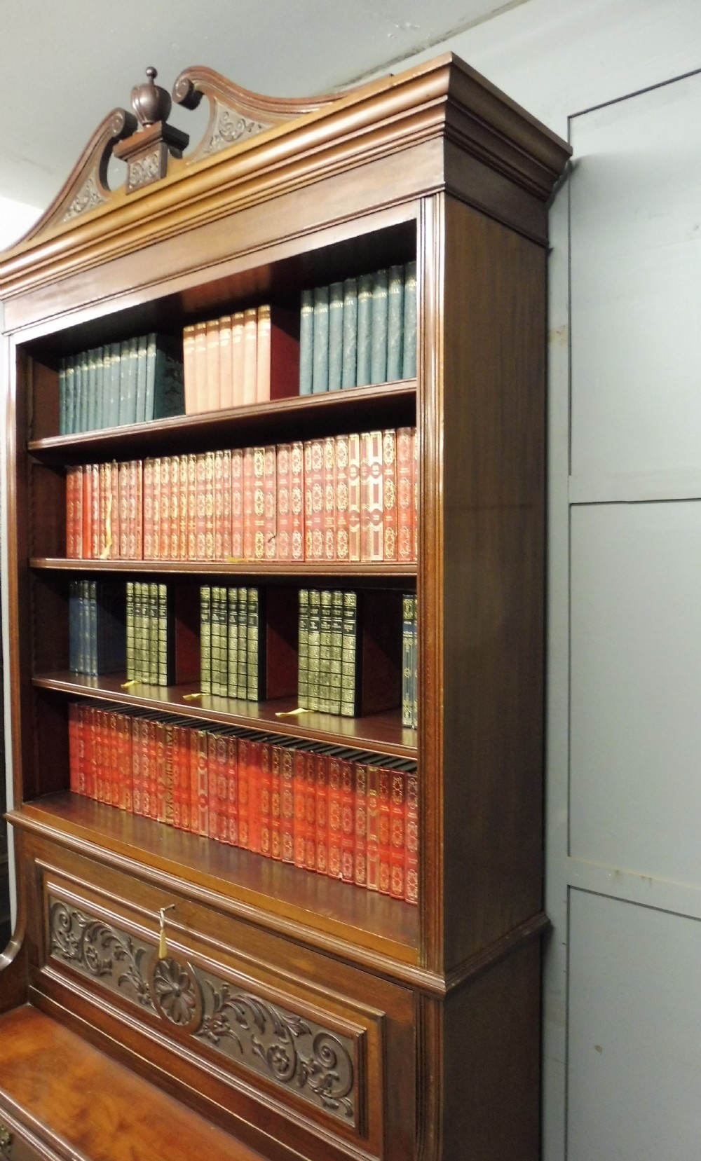 TALL VICTORIAN SECRETAIRE  OPEN BOOKCASE View XII