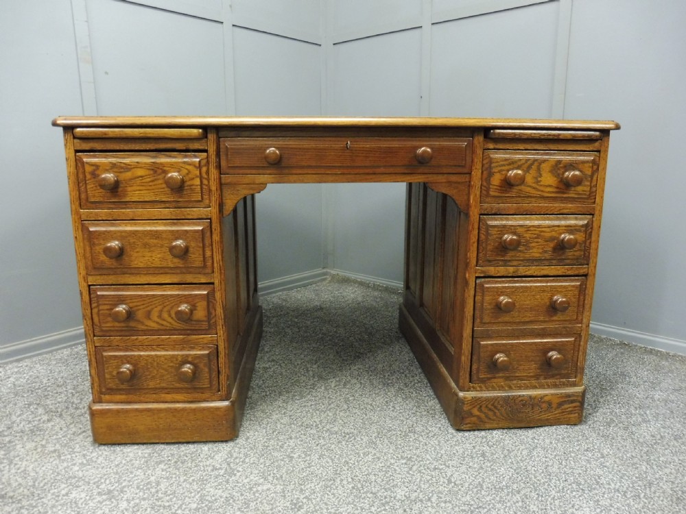 OAK LEATHER TOPPED DESK View II