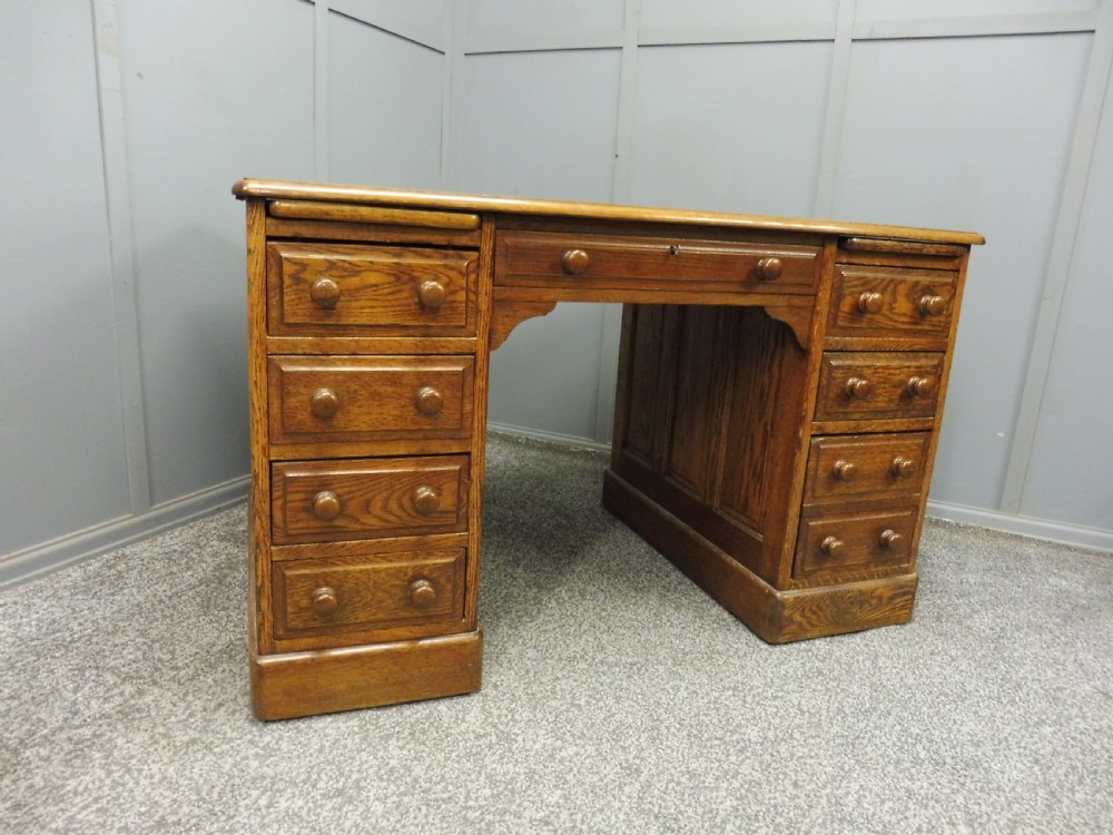 OAK LEATHER TOPPED DESK View III
