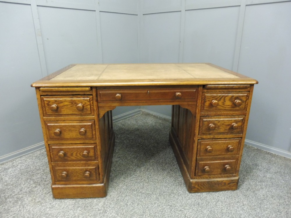 OAK LEATHER TOPPED DESK View IV