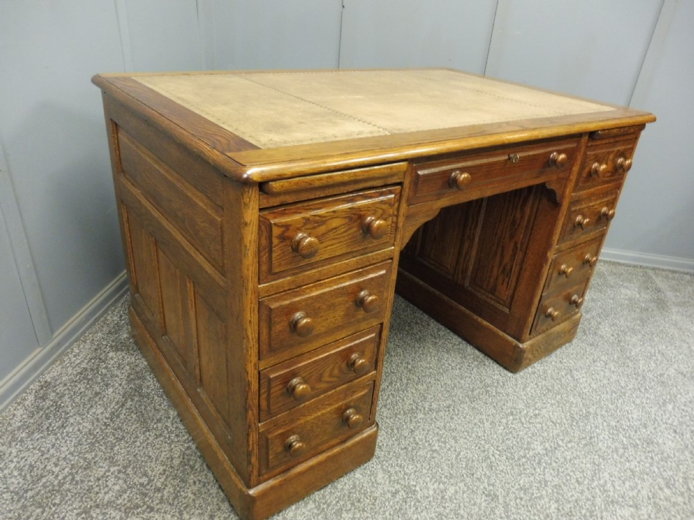 OAK LEATHER TOPPED DESK View V