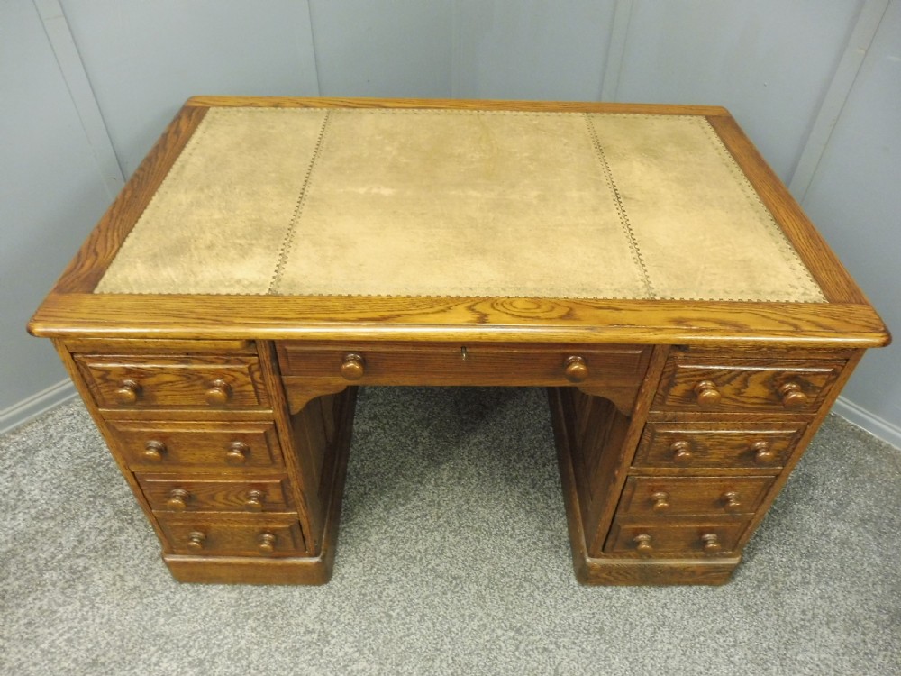 OAK LEATHER TOPPED DESK View VI